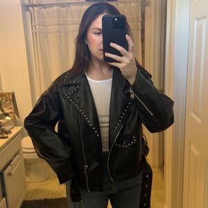 Zara Studded Leather Jacket